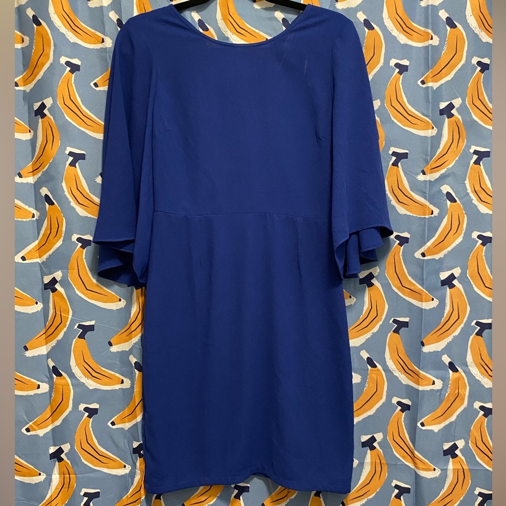 Navy Blue Dress with 3/4 Dolman Sleeves for Casual Work